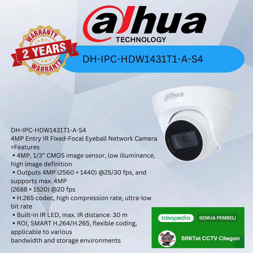PCAM Dahua DH-IPC-HDW1431T1-A 4MP Indoor