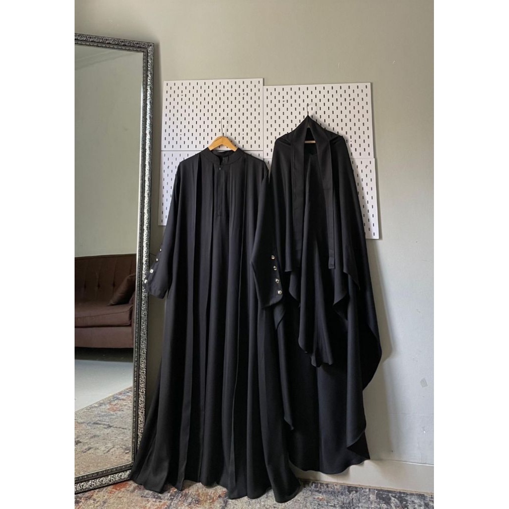 GAMIS SET KHIMAR BANDANA HITAM