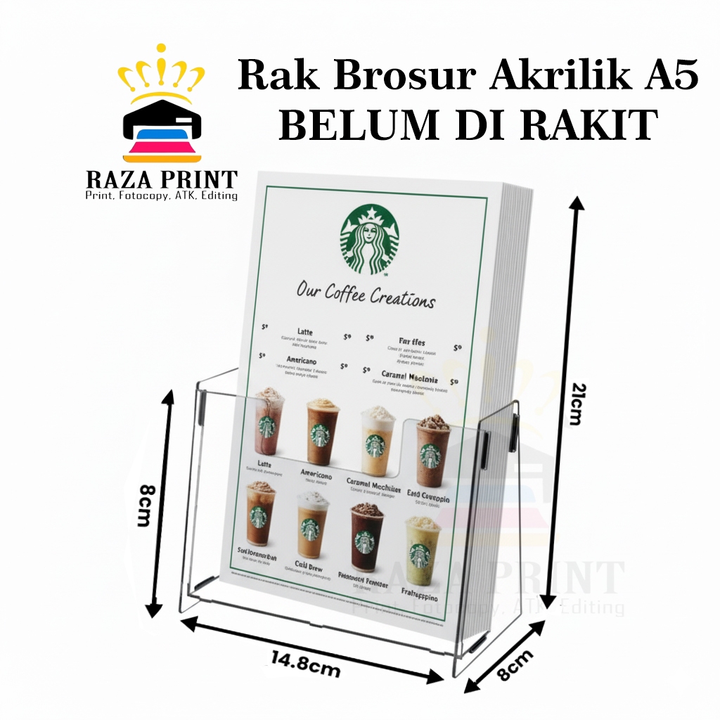 Rak Brosur Akrilik A5 / Wadah menaruh Brosur A5/ Display Menu Meja / Acrylic Flyer Holder