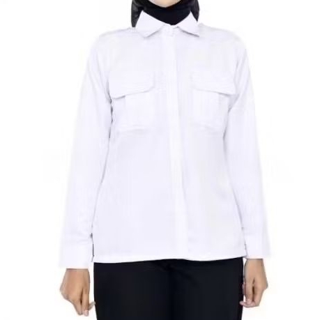 Baju Seragam Dinas Putih Wanita Seragam Pns Putih Wanita Baju Pdh Putih Wanita Kerah Hitam Terbaru