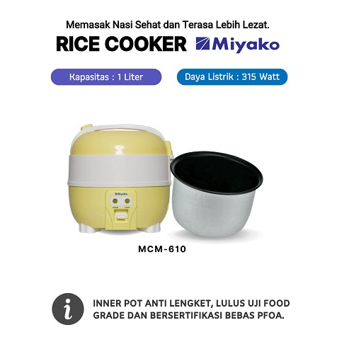 MIYAKO Magic Com MCM-610 1 Liter / Pemanas Nasi Miyako MCM 610 1 L Rice Cooker Miyako MCM610 1L