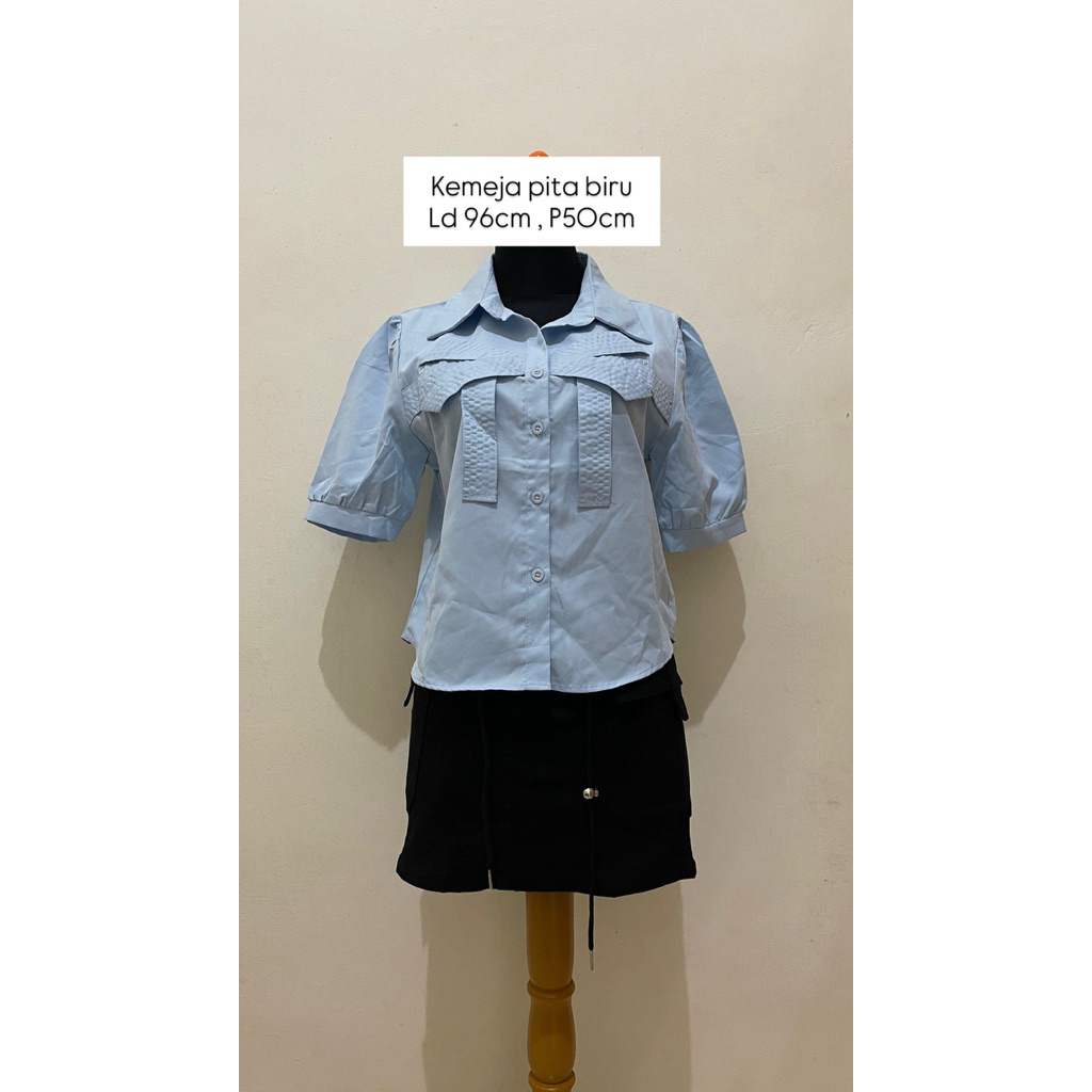 kemeja pita wanita / kemeja wanita biru