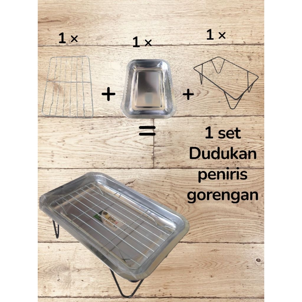 set dudukan singgel peniris gorengan nampan  kecil