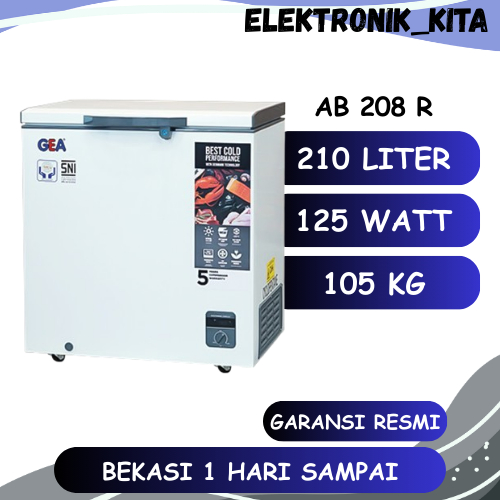 GEA FREEZER BOX 210 LITER 105 KG AB-208-R AB 208 R AB208R CHEST FREEZER BEKASI MURAH GARANSI RESMI