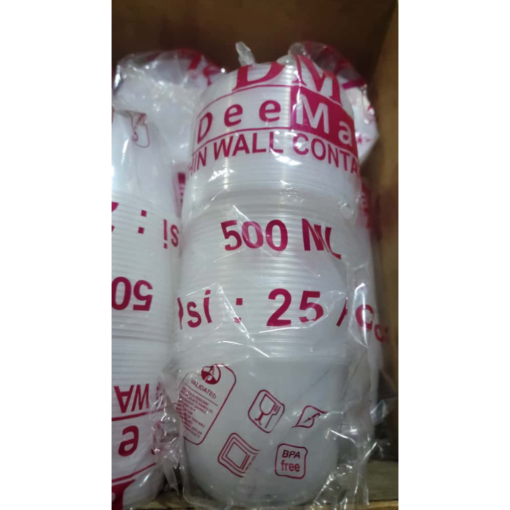 Kotak Makan Plastik 500 ml Bowl Tempat Box Nasi Microwave Thinwall Food Container