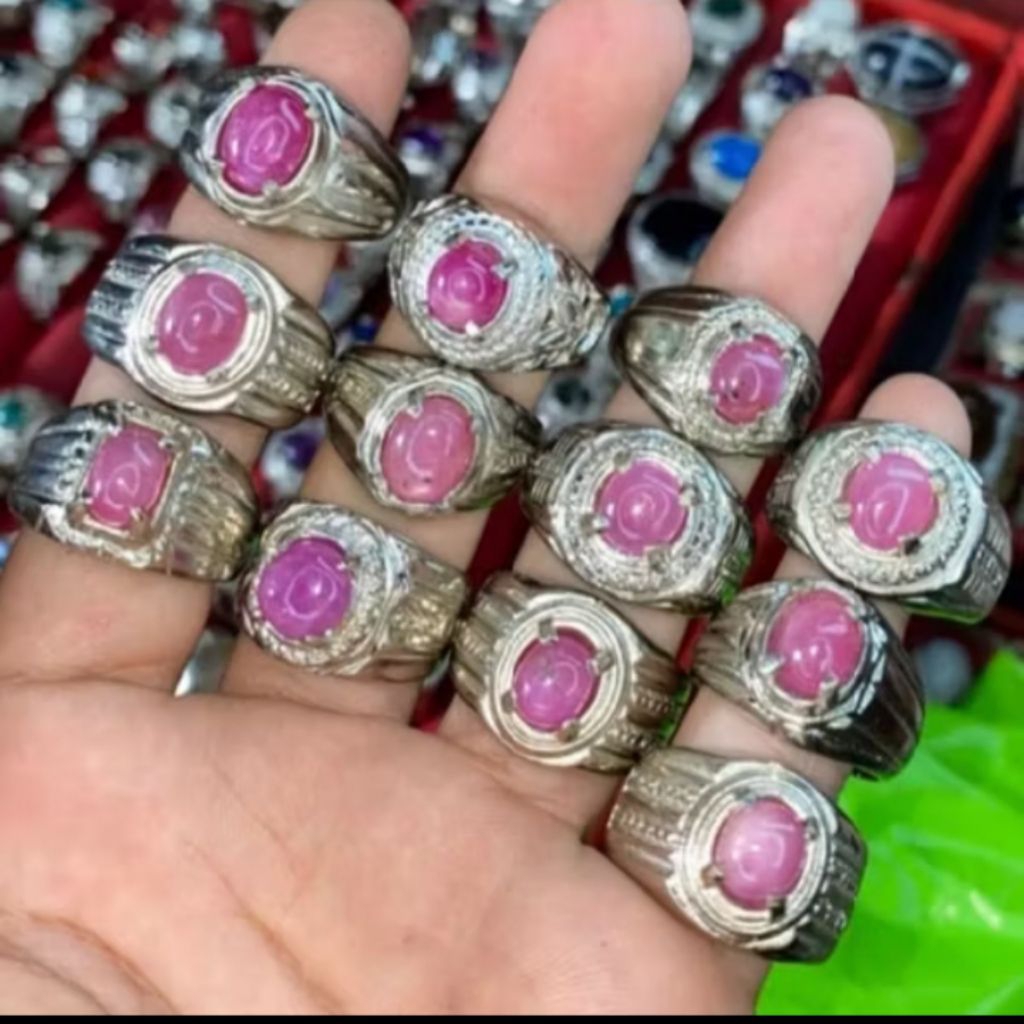 cincin batu ruby burma minimalis pemakaian pria dan wanita ring alpaka dim 8mm