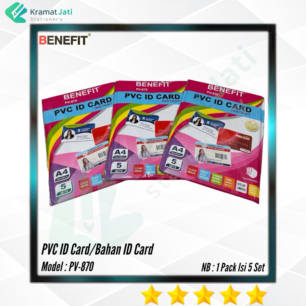 BENEFIT Bahan Id Card/PVC Id Card Isi 5 Set [1 Pack]