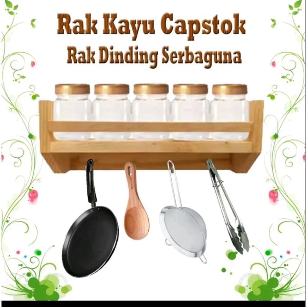 02 Rak Bumbu Kayu Set Tempat Bumbu Rak Bumbu Gantung