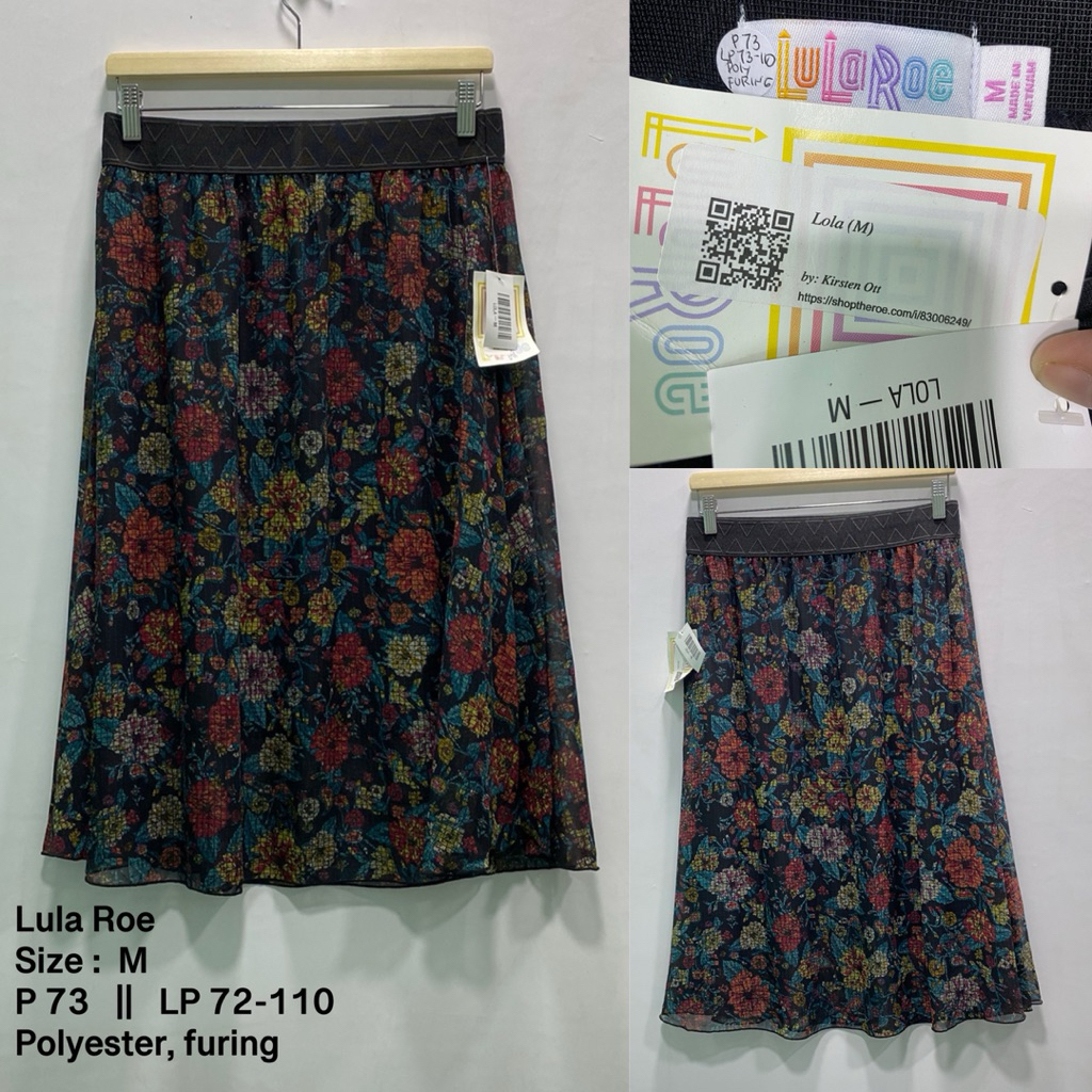 lulu roe midi skirt rok gypsy etnik vintage flower bunga pinggang karet size xs s m L