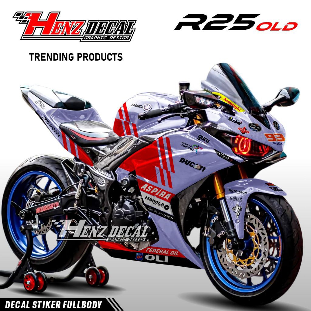 Decal Yamaha R25 Terbaru // Decal Stiker Yamaha R25 Fullbody // Decal R25 Variasi Motif Gresini kere
