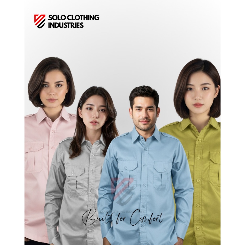 Baju Polos Panjang Pria/ Wanita Warna Pink Baby, Abu Muda, Biru Langit, Olive Green/ Lemon, untuk Se