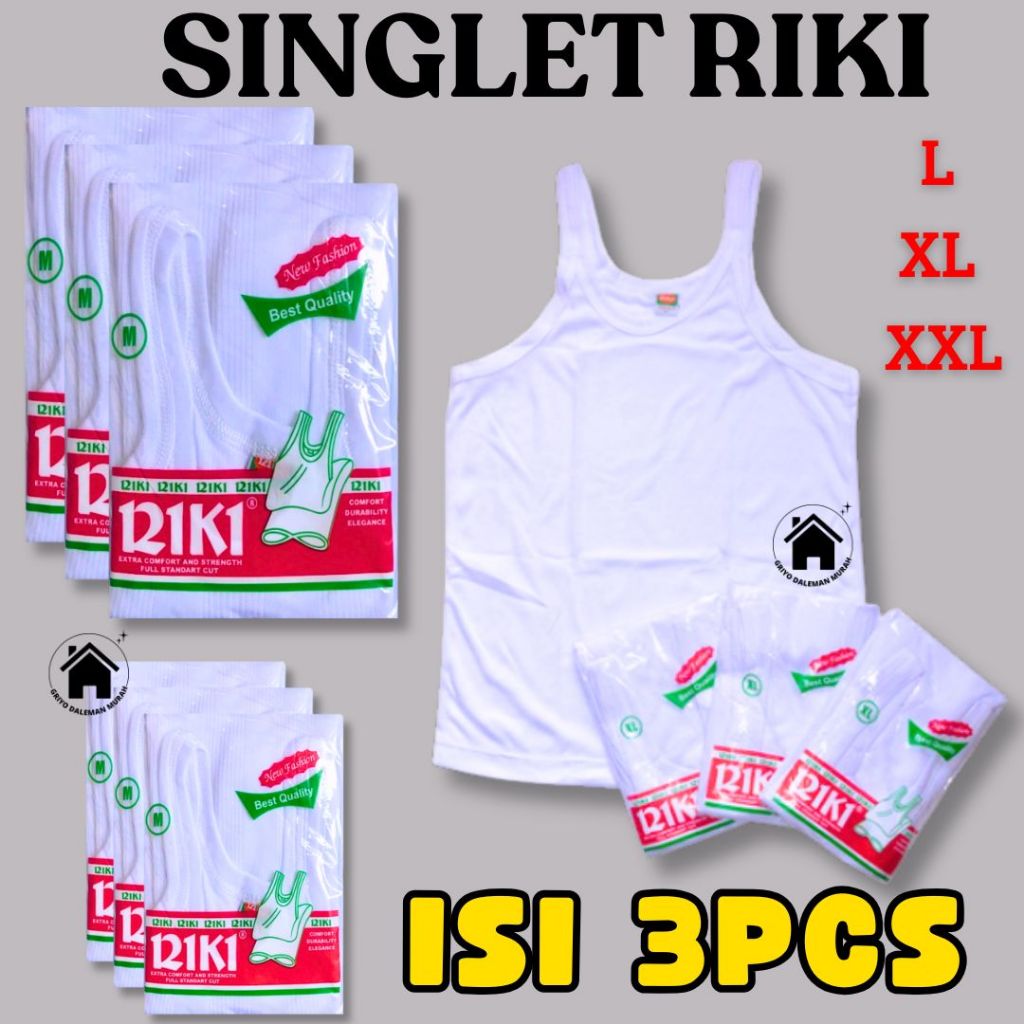 3 PCS Singlet Kaos Dalam Pria Kaos singlet Pria RIKI