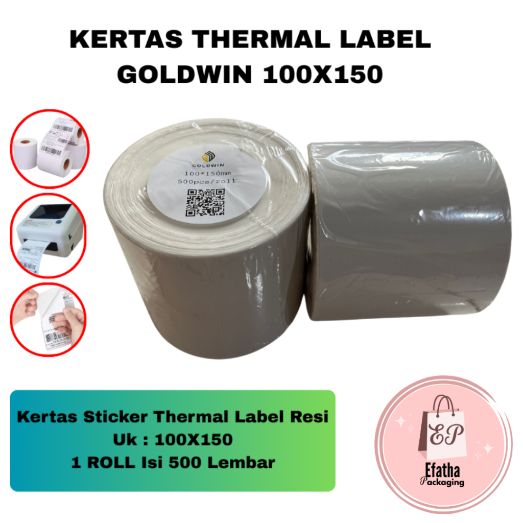 Kertas Sticker Thermal Resi Label GOLDWIN 100x150mm ROLL / LIPAT
