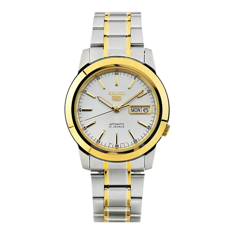 Jam Tangan Pria Seiko 5 SNKE54K1 Automatic White Dial Dual Tone Stainless Steel Strap
