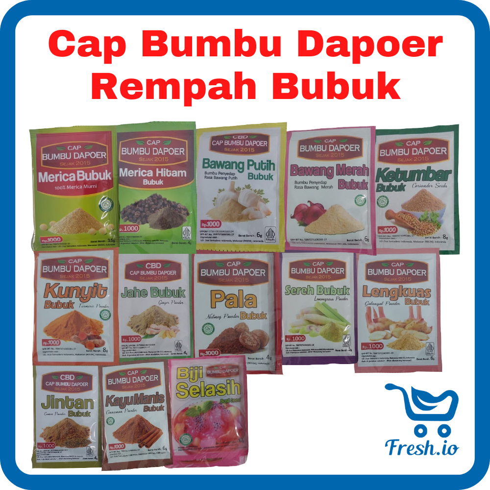 Cap Bumbu Dapoer Rempah Bubuk sachet / Lada Putih / Lada Hitam / Bawang Putih / Bawang Merah / Ketum
