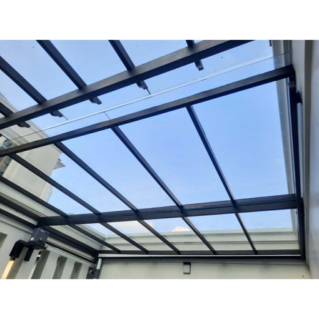 kanopi kaca tempred otomatis buka tutup