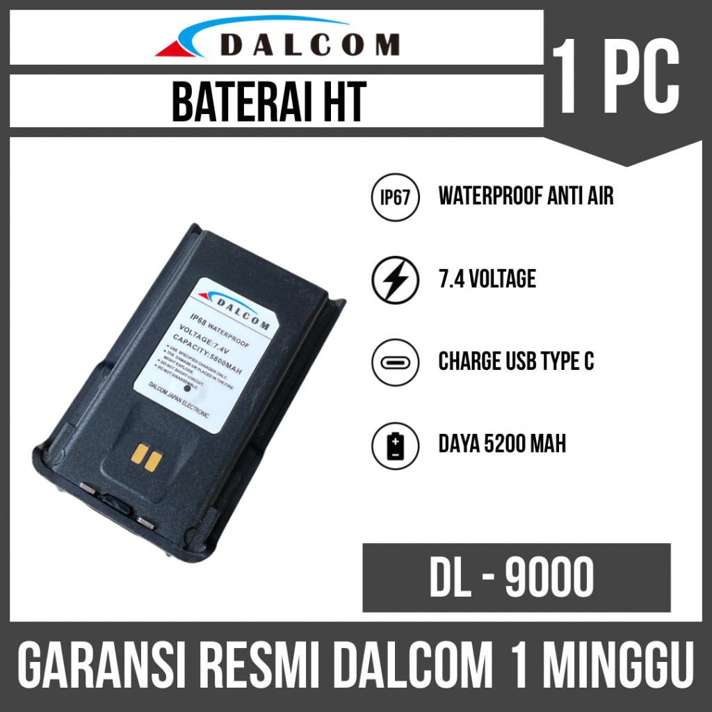 BATERAI HT DALCOM DL-9000 WATERPROOF IP68 ORIGINAL
