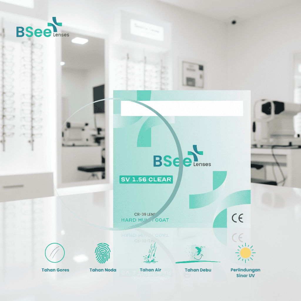 Lensa BSee SV 1.56 Clear CR-39 – Lensa Jernih, Anti Noda, Tahan Air & UV