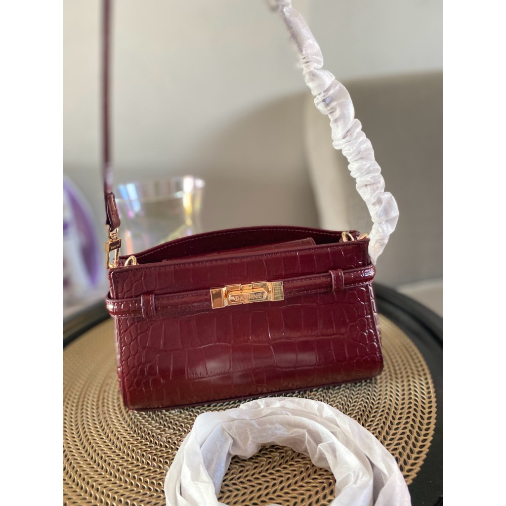Tas croco redwine Madelyn ori daphne slingbag maroon