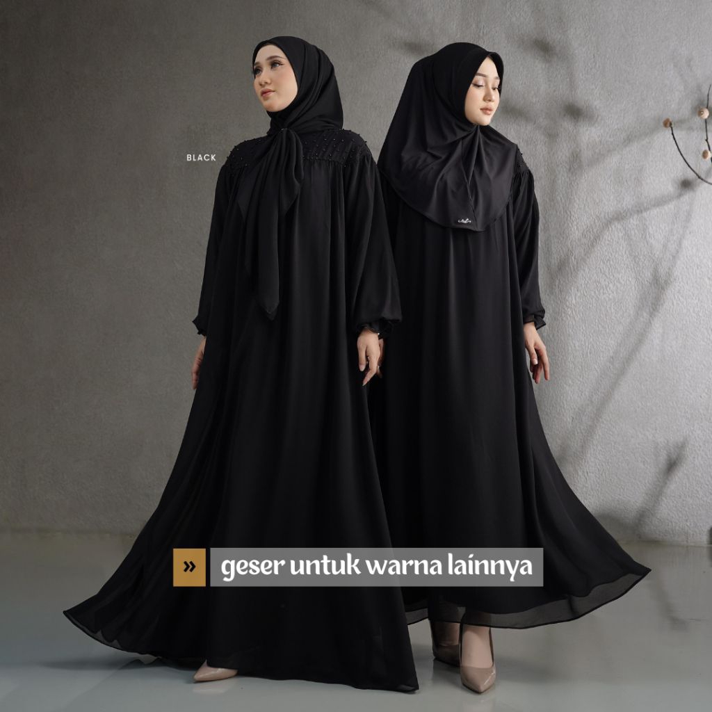 [BLACK] | SPECIAL UMROH DRESS by Nadheera Luxury [ NEW - ND Plain Series ] Gamis Hitam Nadheera Luxu