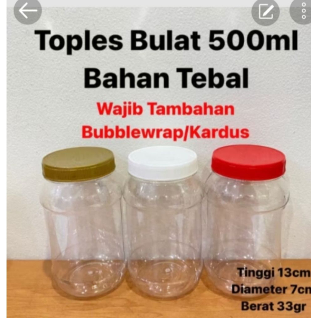Toples Plastik Bawang Goreng 500ml - Toples Bulat 500ml  Murah