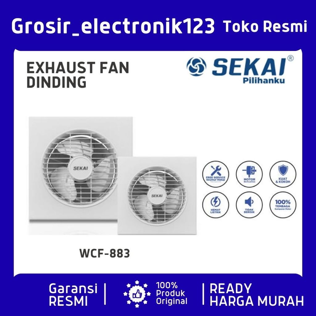 SEKAI Exhaust Fan Dinding / Kipas Angin Hexos  / 8 inch  WCF-883  / WCF883