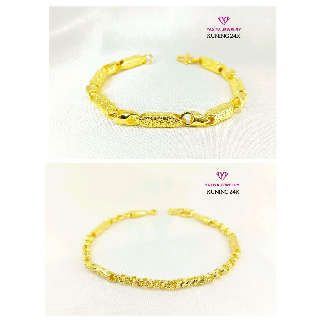 gelang bambu 1 dan 2 suku lapis emas 24k