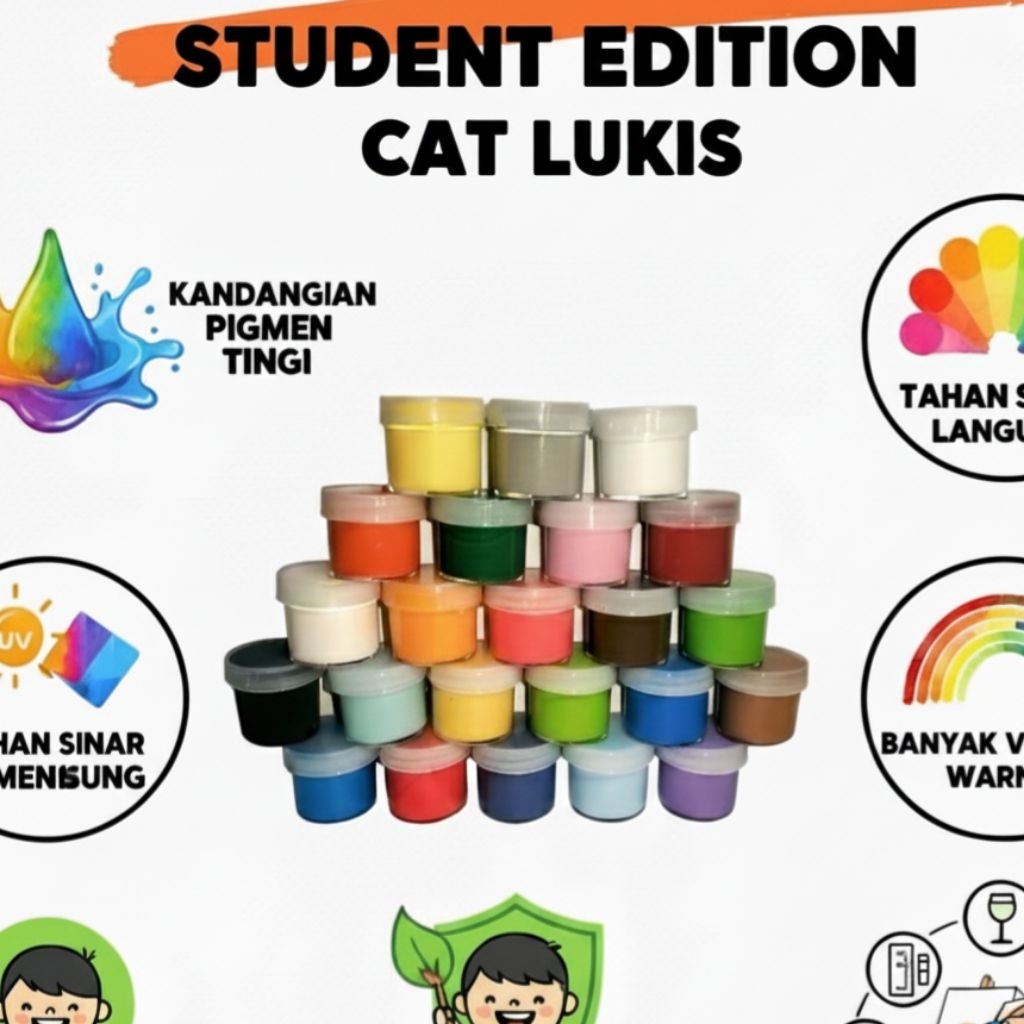 

Cat Akrilik 10, 20, 50ml / Cat Lukis Multimedia Student Edition
