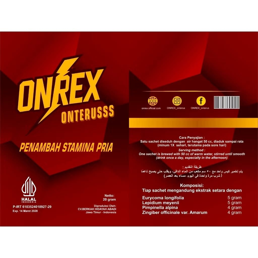 Onrex herbal pilihan selain Vortis khusus untuk kamu yang pengen staminanya tambah joss