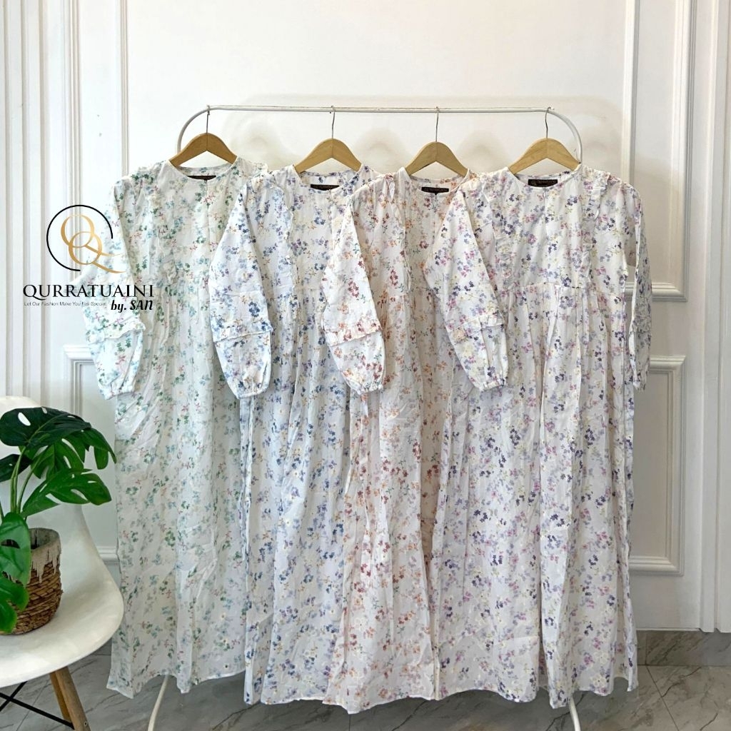 Qurratuaini - Gamis Bordir Katun Bolong Dress Katbol Kondangan