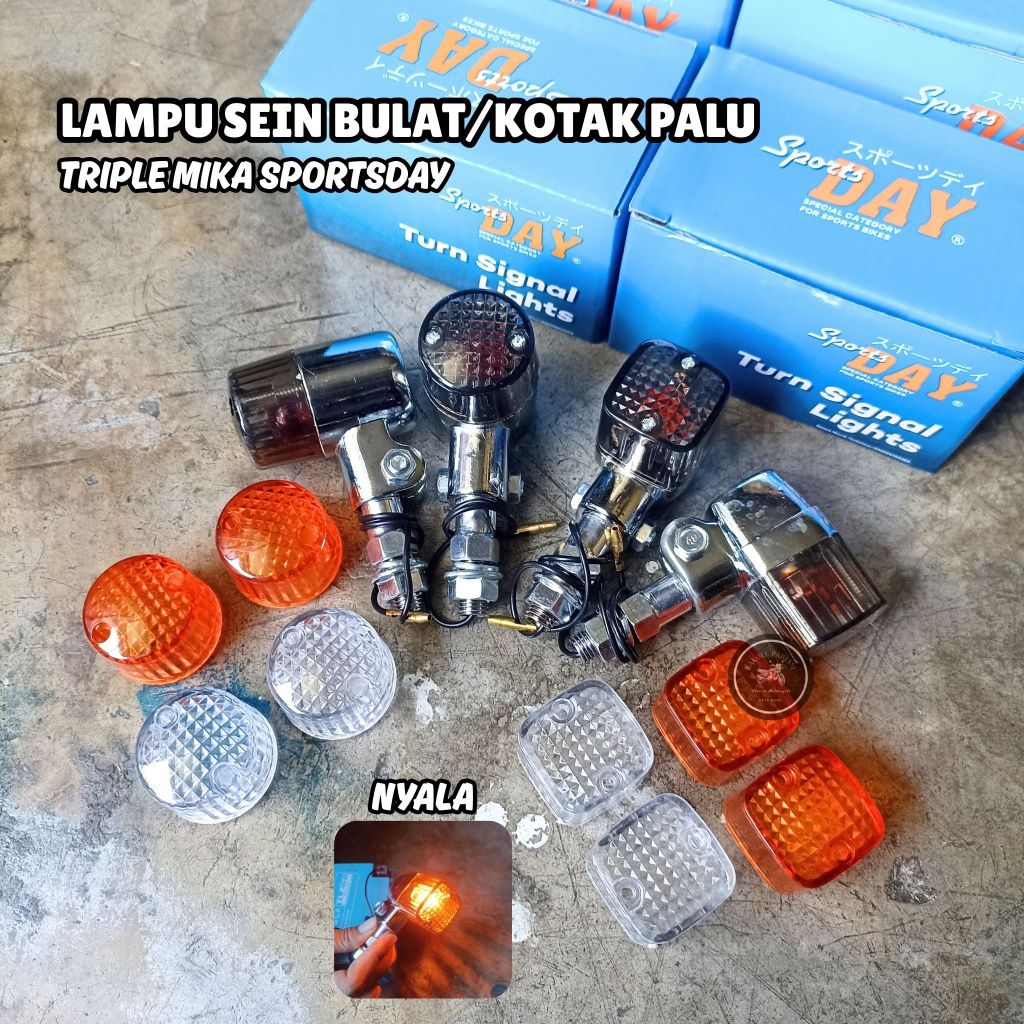 Lampu Sein Reteng Palu Bulat Kotak Sportsday Universal CB GL Megapro Tiger RX King Variasi Motor Cus