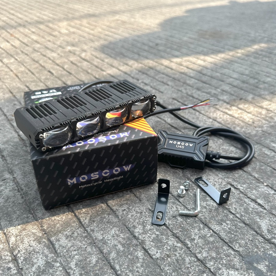 Lampu LED Sorot 4 Mata Gepeng ANTI AIR PLUS KIPAS PENDINGIN DAN BALLAST LED DRIVER 12-36VOLT MOSCOW 