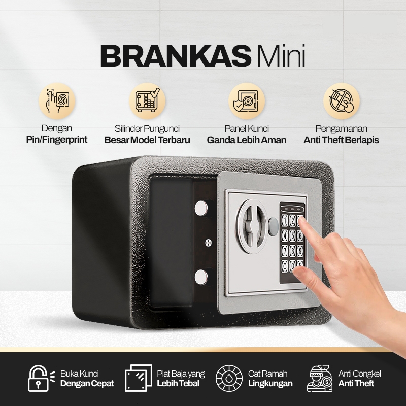 Brankas Mini Brankas Uang dan Emas Brankas Kecil Full Plat Besi Brankas Mini Password Digital Full P