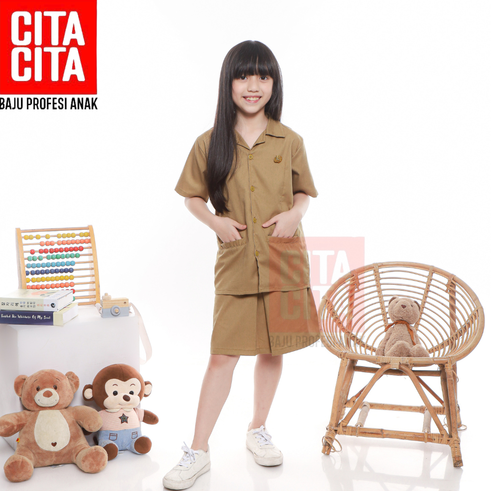 CITA CITA ANAK Baju Kostum Guru PNS Setelan Rok Pendek