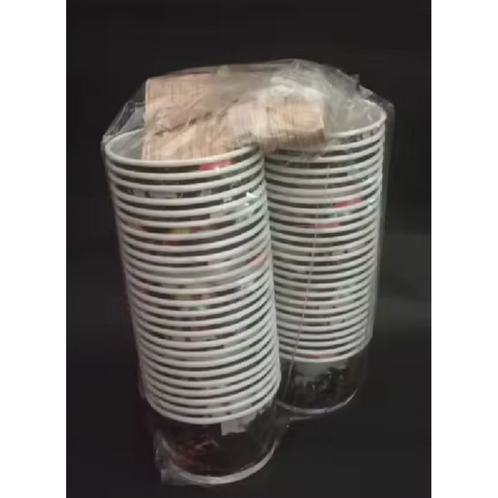 (50 pcs)Paper Cup es krim 60ml/paper cup es krim 100ml/cup es krim bsr lengkap dengan sendok kayu