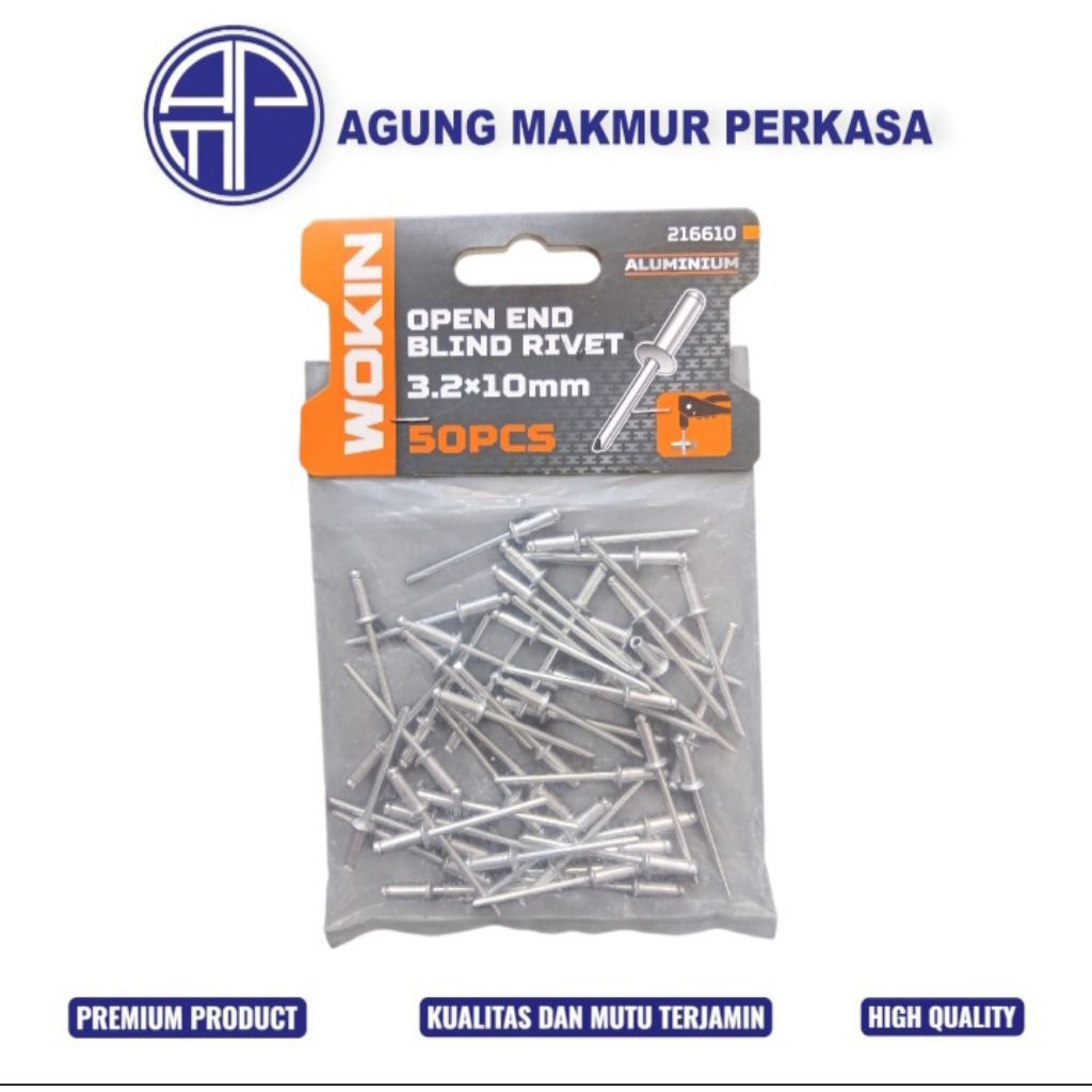PAKU RIVET 3,2X10MM ALUMUNIUM.