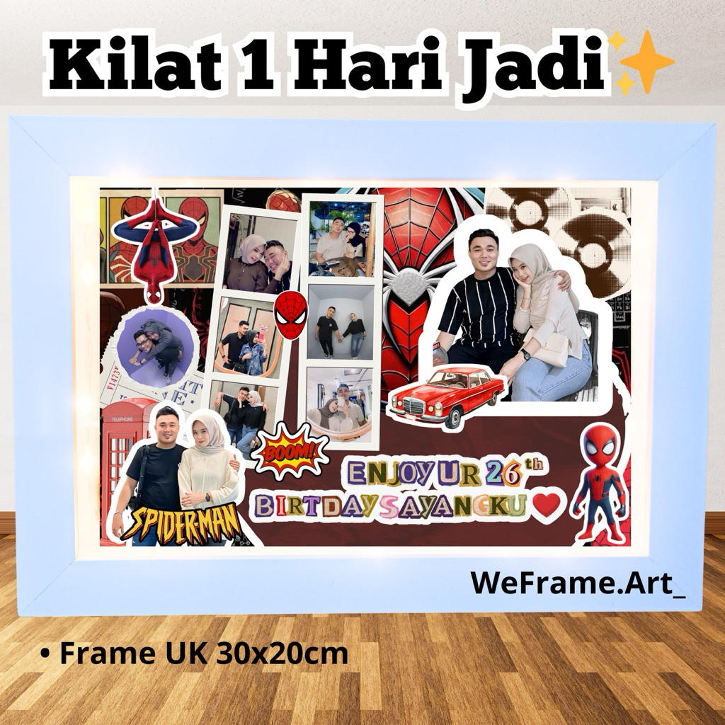 frame scrapbook tema Spiderman / kado ulang tahun / frame ulang tahun