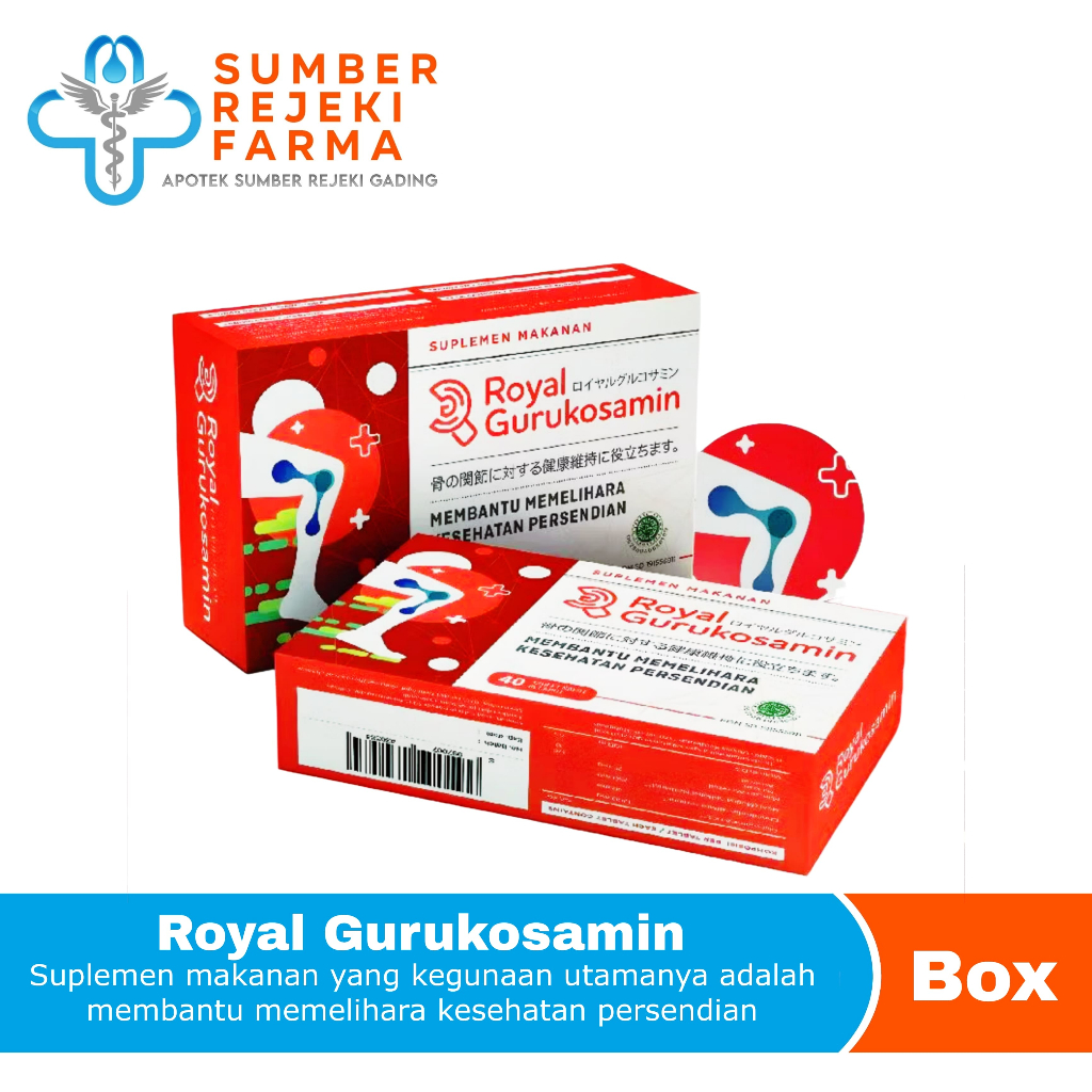 Royal Gurucosamin BOX Isi 40 Taplet 100% Original Suplemen Sendi Gurukosamin 1200 mg Glukosamin