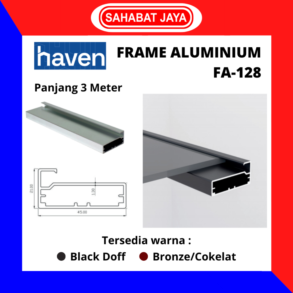 HAVEN Profil Frame Handle Alumunium Aluminium FA 128 FA128 FA-128