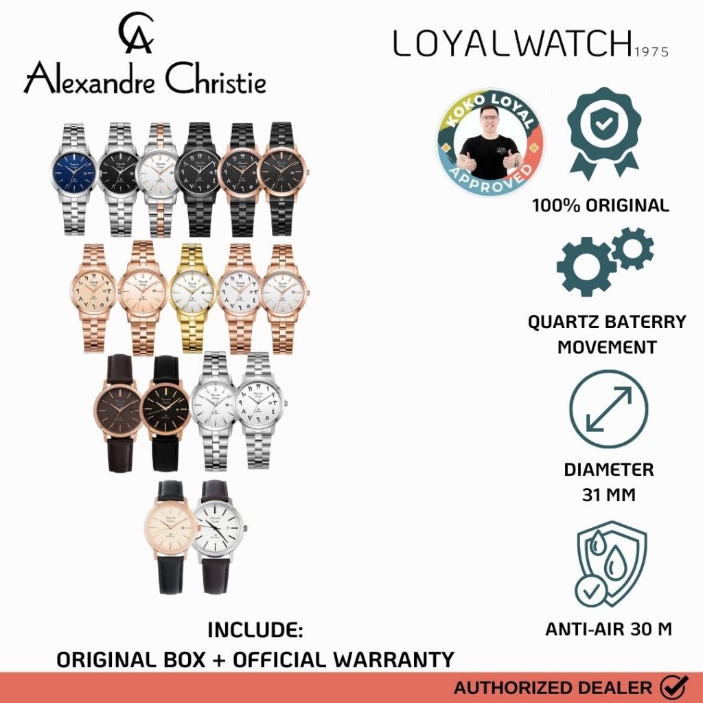 Jam Tangan Alexandre Christie Primo Steel Arabic & Non Arabic Wanita 1007 Stainless Steel  / Leather