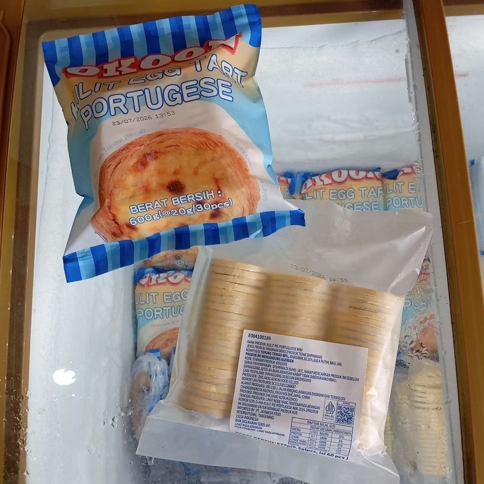 OKOON Frozen Food Kulit Pie Bulat Egg Tart & Custard Filling Susu Buah Portuguese Quiche Puff Pastry