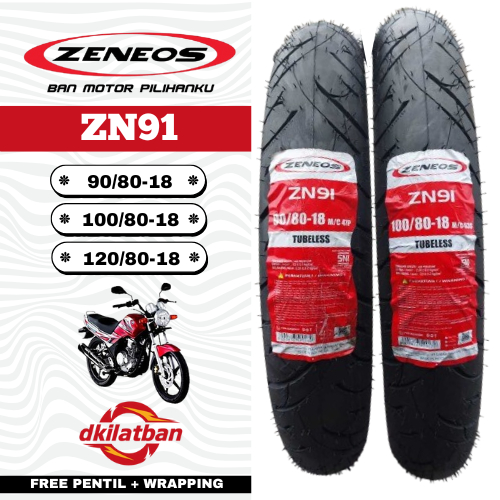 Ban Zeneos ZN91 Ring 18 Tubeless 90/80-18 & 100/80-18 Untuk Motor Rx king, Thunder, Scorpio dll