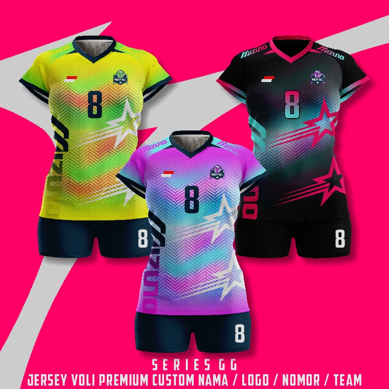 Jersey Bola Voli / Volley Ball Wanita GG Series Free Custom Nama Nomer Logo