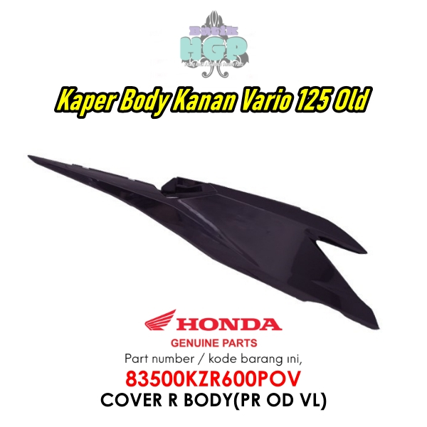 Cover, Kaper Body Belakang Kanan Violet Vario 125 Old KZR original AHM - 83500KZR600POV