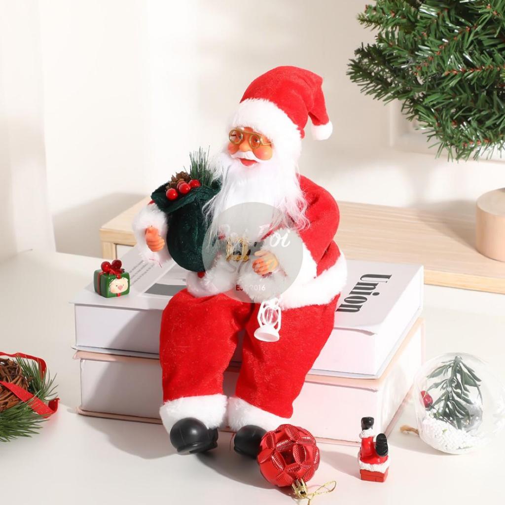 Promo Patung Santa Natal 30Cm Duduk Polos Figur Boneka Santaclaus Premium Sinterklas Christmas