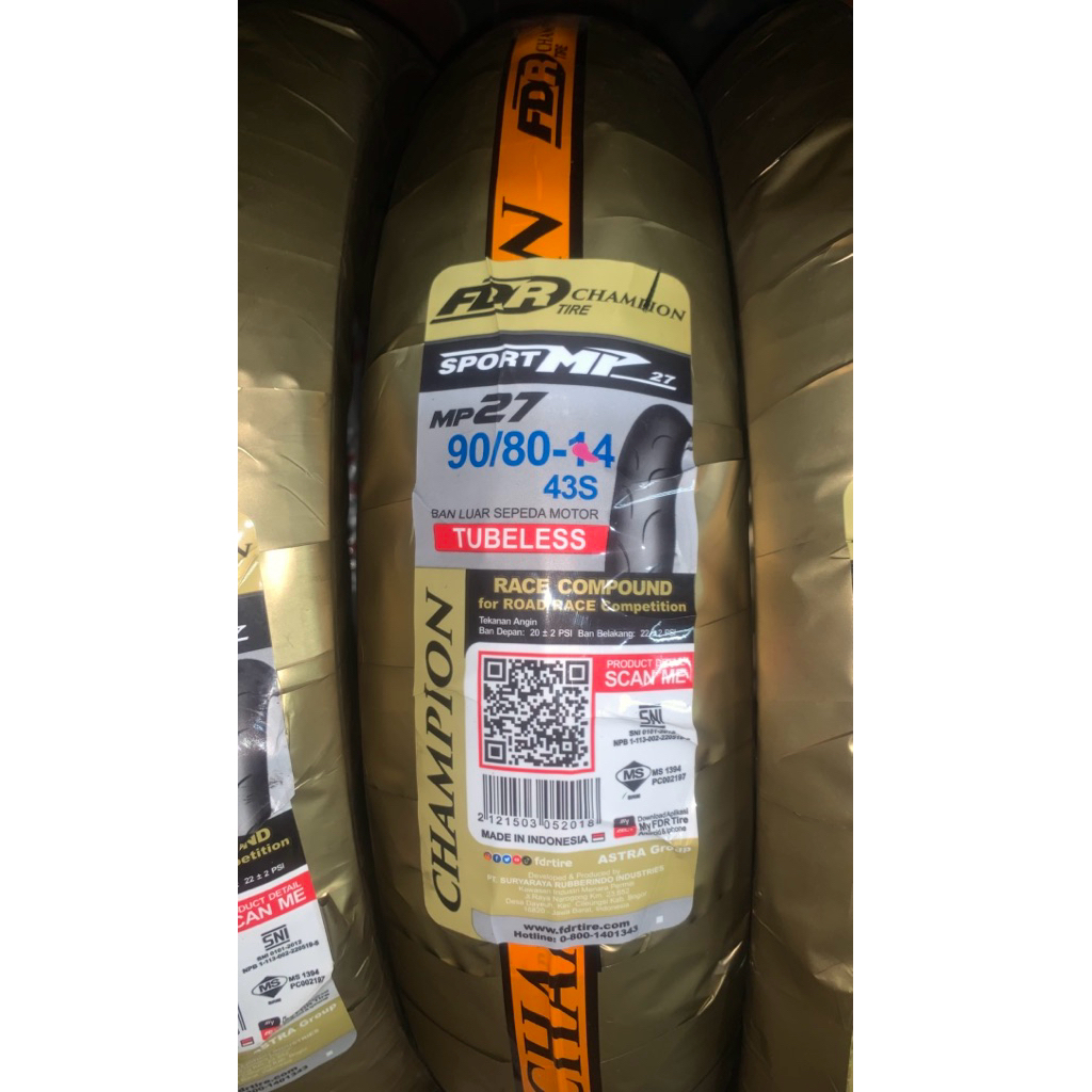 BAN LUAR FDR MP27 (90/80-14) TUBELESS. VARIO, BEAT, DLL