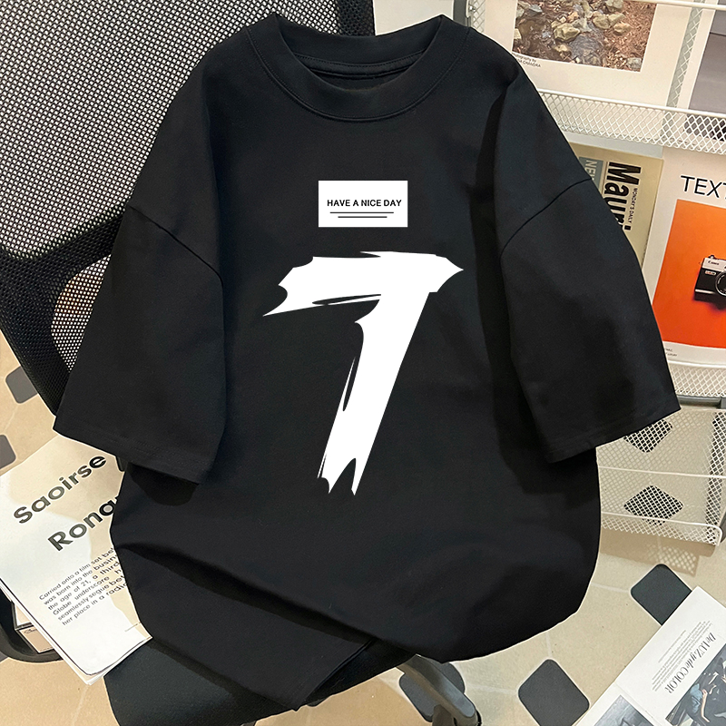 Kaos Pria Wanita Motif Angka 7 , Oversize Fit, Katun Berkualitas, Nyaman Bernapas