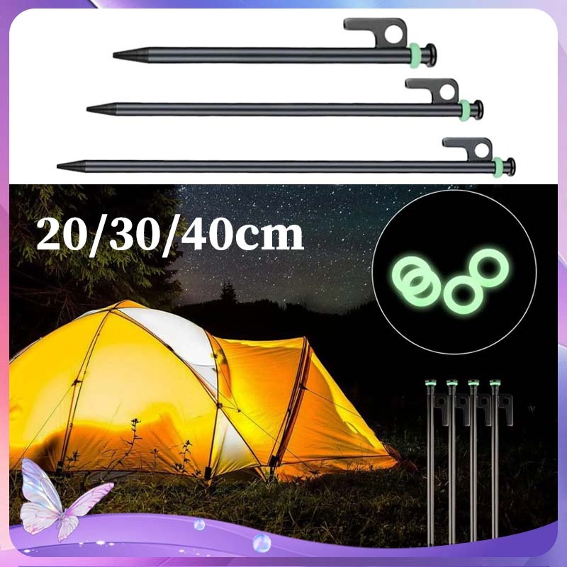 Cincin Karet Fluorescent 20/30/40 CM Pasak Tenda Camping Pasak Tenda Camping Bahan Baja Pasak Kemah 