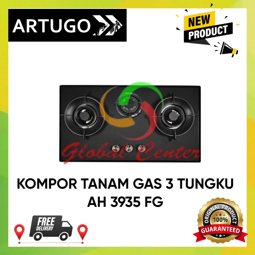 ARTUGO KOMPOR TANAM GAS 3 TUNGKU AH 3935 FG - GARANSI RESMI