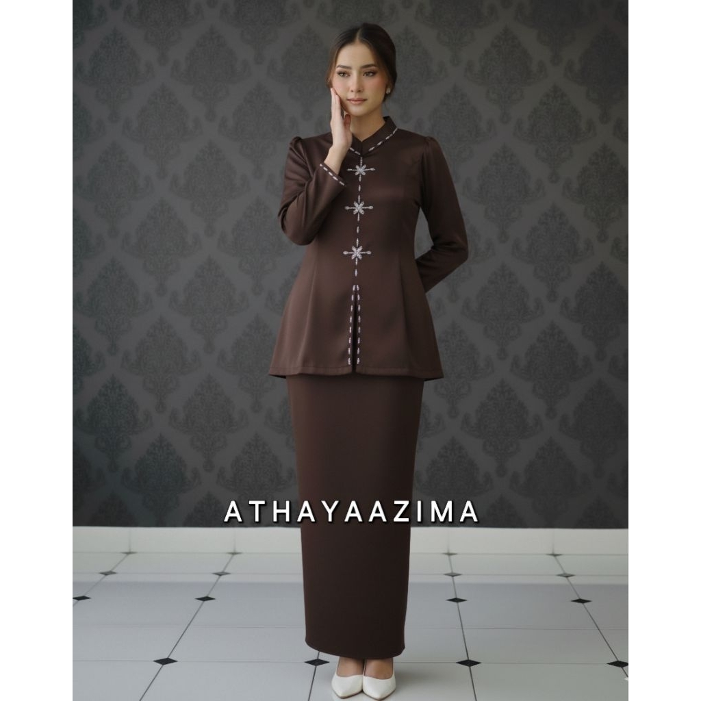 Setelan Baju Kurung Melayu Wanita Satin | Baju Melayu Kondangan TERVIRALL